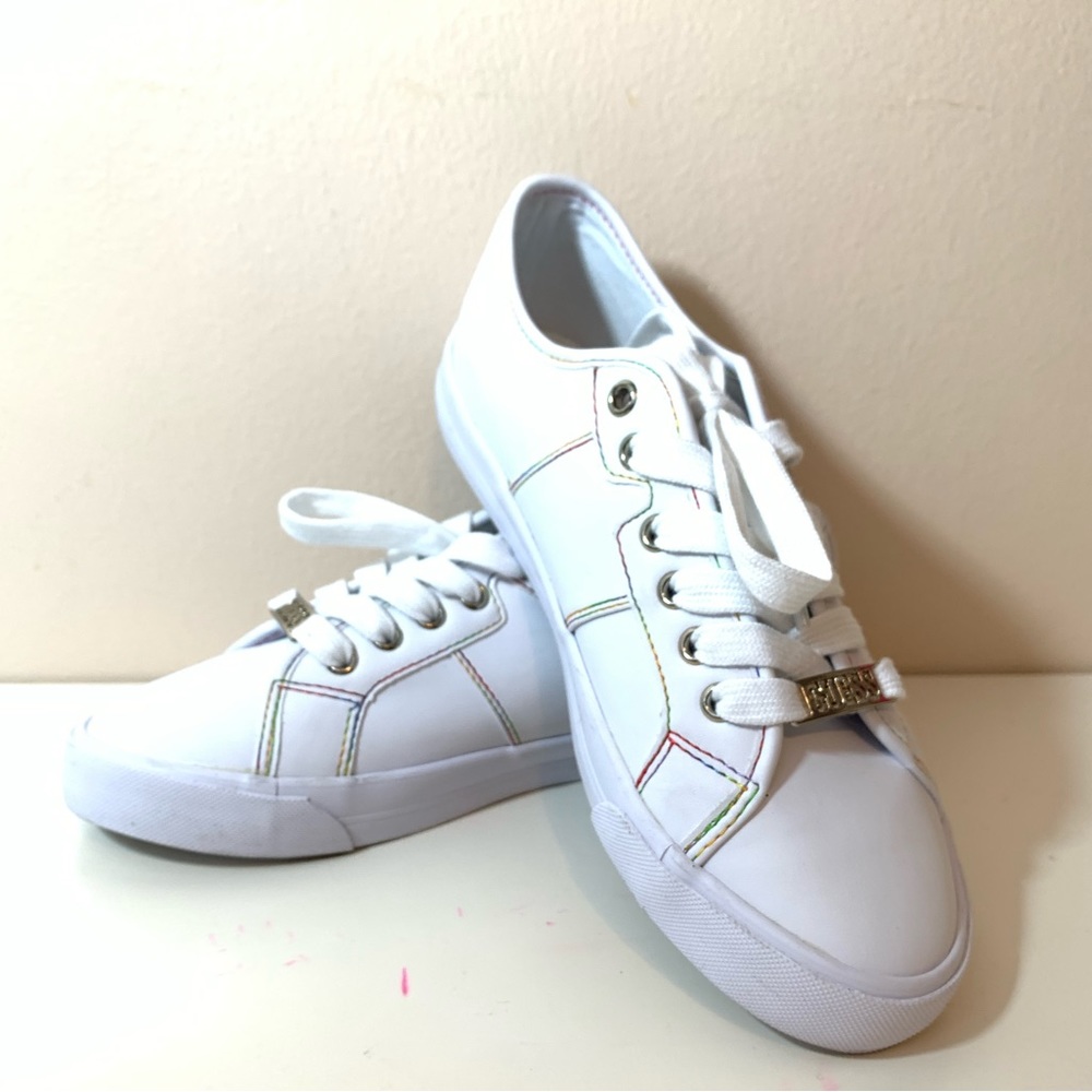 Guess Pacing 3 White/Rainbow Stitching Lace Up Classic Sneakers